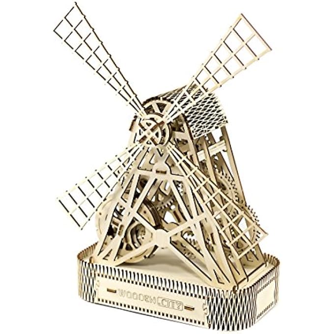 WOODEN PUZZLE ADULTS - 3D PUZZLE DIY TOY - MECHANICAL, WOODEN MODEL KIT FOR BUILDING - MILL, WINDMILL, OFFICE GIFTS, GIFTS FOR THE BOSS, GIFTS FOR FRIENDS - Image 1